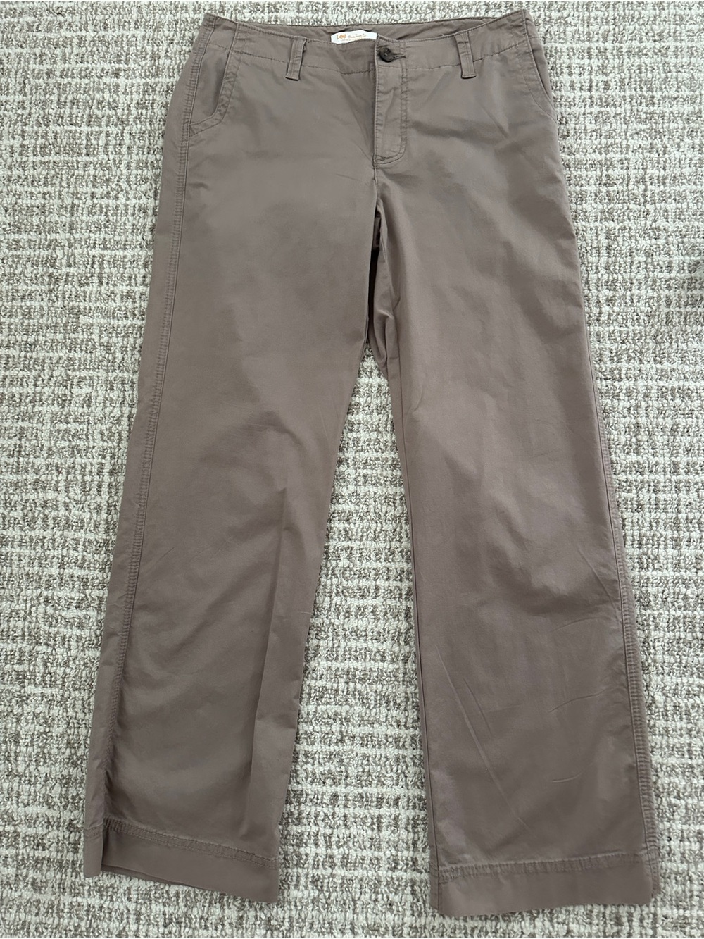 Lee Relaxed Fit Straight Leg Tan Cotton Casual Women's Pants, Sz 10